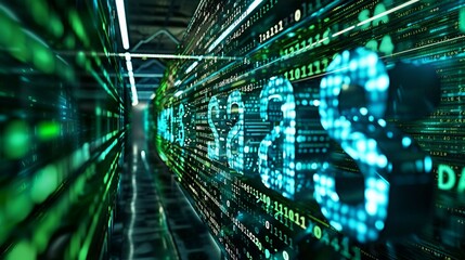 Digital green matrix binary code forms the acronym SAAS , symbolizing the concept of Software as a Service.
