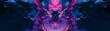 An abstract psychedelic background in purple, magenta and dark blue colours. Techno Music concept. 