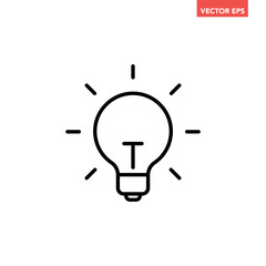 Single light bulb line icon, simple idea flat design illustration pictogram, infographic vector for app ads web banner button ui interface elements isolated on white background