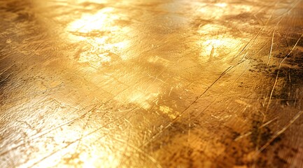 Canvas Print - Shiny crumpled gold metallic chrome foil repeat pattern. Modern abstract luxury wallpaper. Glittery