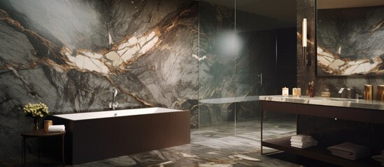 Wall Mural - Bathroom interior featuring marble walls