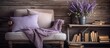 Cozy Reading Corner with Lavender Flowers on Wooden Background