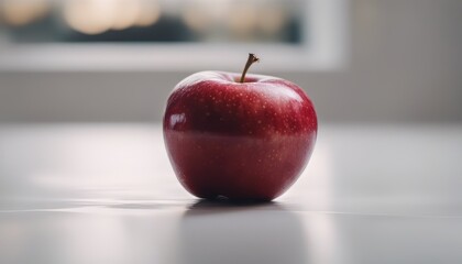 Sticker - view of Red apple on white surface