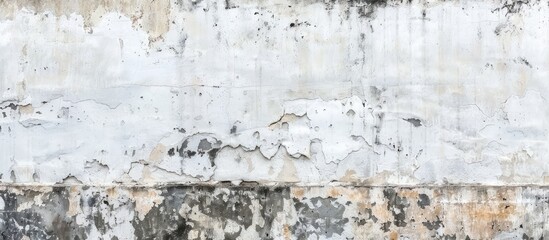 Poster - A detailed shot of a white wall with paint peeling off resembling a winter landscape with snowlike patterns created by freezing liquid