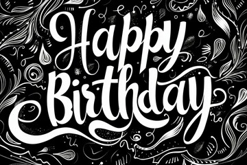 Wall Mural - Lettering Happy Birthday. Dark background with selective focus and copy space