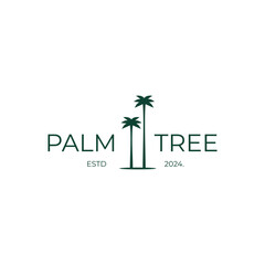 Wall Mural - Simple retro palm tree logo design on isolated background