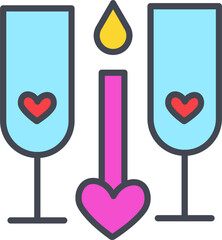 Poster - Two Glasses Romantic Vector Icon