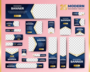 Poster - business web banners template design with image space. vector