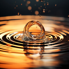 Poster - Macro shot of a water droplet creating ripples. 