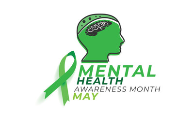 Wall Mural - Mental Health Awareness Month. background, banner, card, poster, template. Vector illustration.