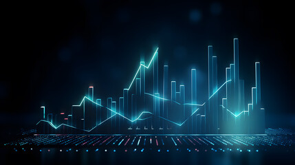 Aufkleber - modern stock market graph with an upward trend on a dark blue background