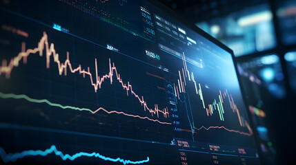 Aufkleber - modern stock market graph with an upward trend on a dark blue background