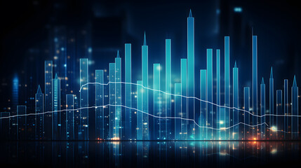 Aufkleber - modern stock market graph with an upward trend on a dark blue background
