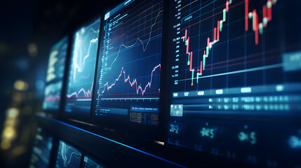Aufkleber - modern stock market graph with an upward trend on a dark blue background