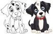 Two cute cartoon Dalmatian puppies with expressive eyes