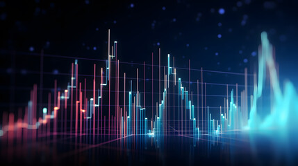 Aufkleber - modern stock market graph with an upward trend on a dark blue background