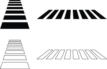 Poster - Set of Pedestrian Crossing icons in flat styles editable stock. Crosswalk symbols. Zebra Crossing vectors on transparent background. Pedestrians traffic road signs for website or mobile app designs.