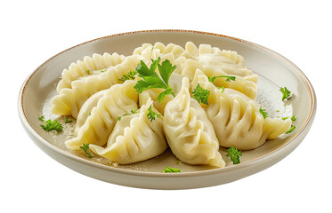 Wall Mural - Dumplings in the plate isolated on transparent background