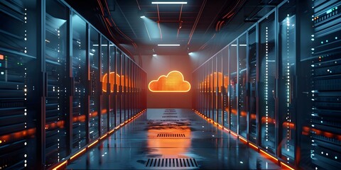 modern cloud computing server setup with hybrid technology infrastructure background concept. concep