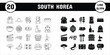 © ahmadwil - South Korea Line Glyph Vector Illustration Icon Sticker Set Design Materials