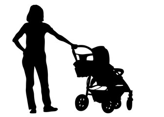 Poster - Families with little child on white background