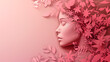 © Dzynee - Elegant Woman's Face with Floral Style Paper Cut, Creative Craftsmanship, Feminine Beauty, Artistic Portrait with Copy Space, Generative AI