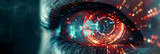 Fototapeta  - close up of futuristic augmented eye - future technology concept	
