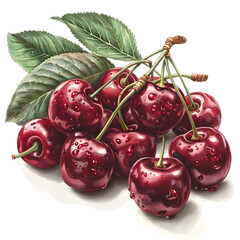 Wall Mural - vintage ILLUSTRATION OF cherries ON WHITE BACKGROUND