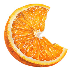 Wall Mural - ILLUSTRATION OF An orange wedge ISOLATED ON WHITE BACKGROUND,STICKER,DIE CUT,high detail guache painting