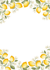 Wall Mural - Lemon frame illustration. hand-drawn citrus.