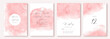 wedding invitation set with abstract pink watercolor background