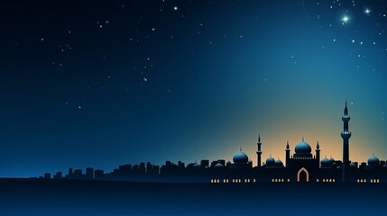 Wall Mural - Ramadan Kareem scene featuring the moon and stars, celebrating the holy month.