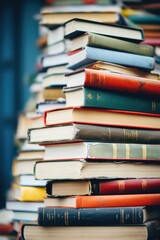 Wall Mural - Many old books in a book shop or library. Shallow DOF