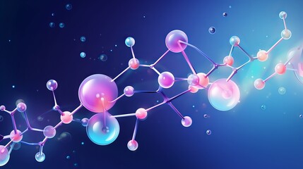 Sticker - Abstract background blending science and medicine, featuring 3D molecules and trendy gradient elements, offering a high biotechnology design template in vector format.