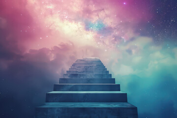 Wall Mural - Stairs to galaxy abstract background. Generative ai.