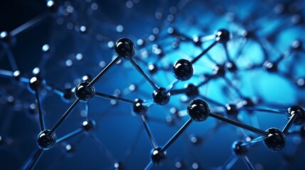 Wall Mural - Visualization of nanotechnology and molecular structure, featuring nanoparticles within a carbon nanotube set against a blue background.