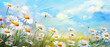 blurred background of daisies on the indian summer