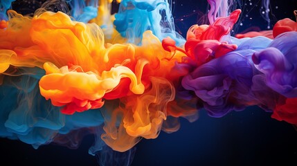 Canvas Print - Dynamic mix of colors and abstraction portrayed through ink swirling in water.