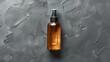 Spray Bottle with Cosmetic for Hair on Grey Background: Hair Styling Product, Beauty and Hairstyling Concept, Generative Ai