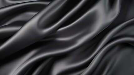 Canvas Print - Luxurious dark satin fabric with abstract patterns and soft waves, creating an elegant silk cloth background.