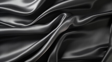 Canvas Print - Luxurious dark satin fabric with abstract patterns and soft waves, creating an elegant silk cloth background.