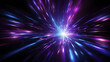 Abstract Background of Blue and violet beams of bright laser light shining on black background
