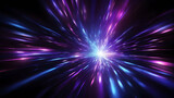 Fototapeta Perspektywa 3d - Abstract Background of Blue and violet beams of bright laser light shining on black background