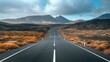 Image related to unexplored road journeys and adventures.Road through the scenic landscape to the destination in Lanzarote natural park.