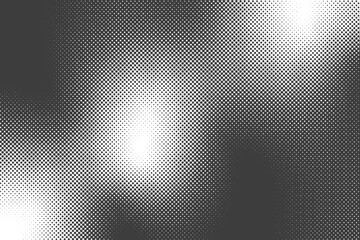 Poster - Halftone dotted background. Retro wavy glare texture. Monochrome gradation effect. Vector pattern