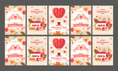 Wall Mural - happy valentine day card vector flat design template