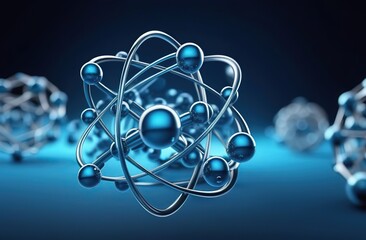 molecule or atom, Abstract structure for Science or medical background, 3d illustration, science, atom, abstract, chemistry, structure, blue, chemical, background 
