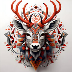 Wall Mural - Illustration of a reindeer head to decorate a card, sticker or t-shirt.