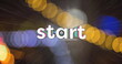 Image of start text in rainbow coloured letters over yellow, purple and blue spots