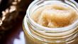 Body scrub in a jar, macro cosmetic product